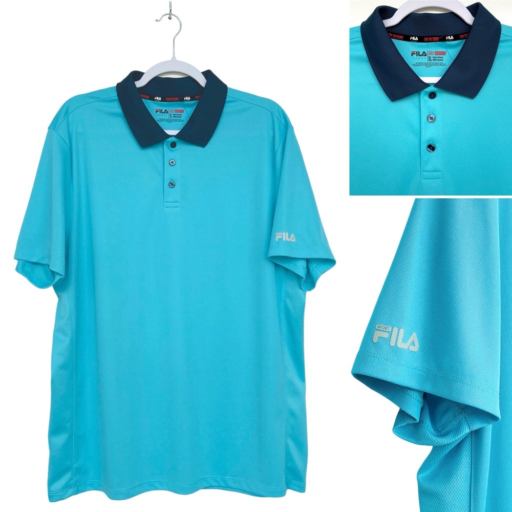 FILA Sport Golf Polo Shirt Athletic Fit Short Sleeves Logo Knit Collar